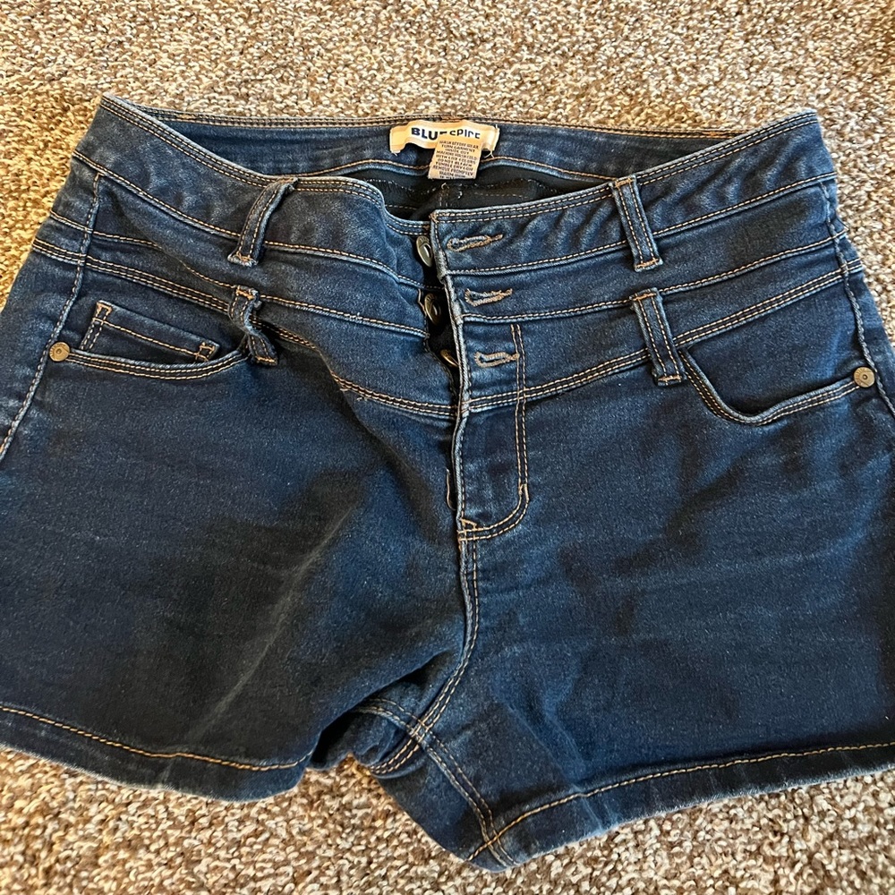 Blue Spice Dark denim high waisted shorts